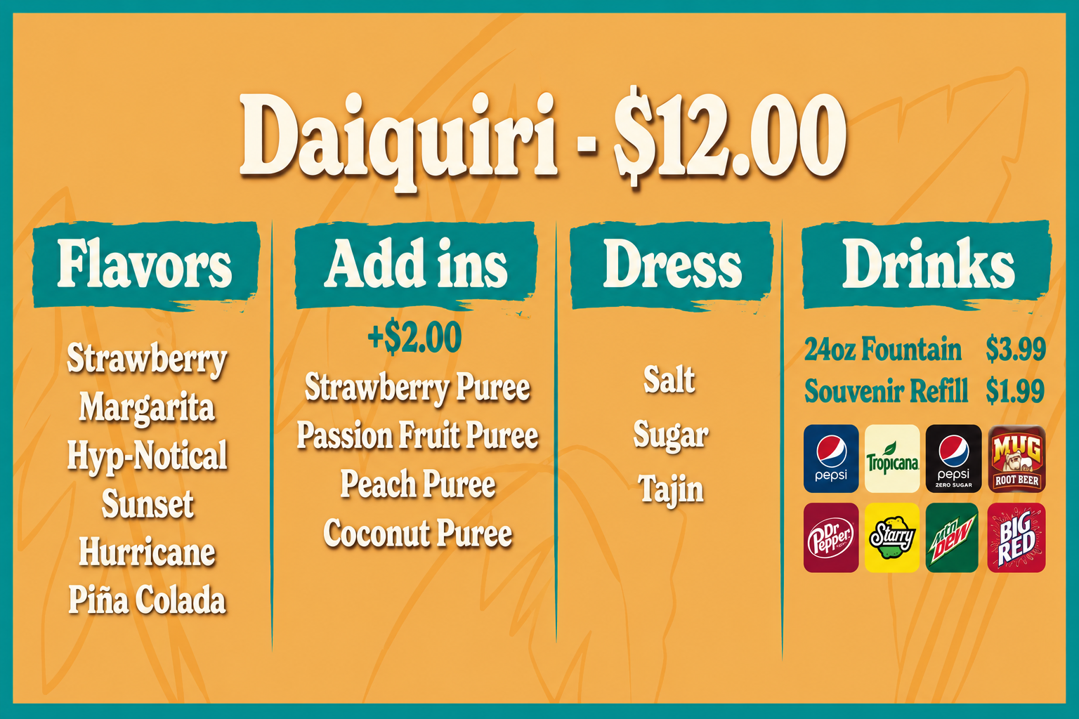 Daiquiri Shack menu